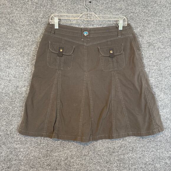 Kuhl Skirt Womens 8 Gray Canvas Utlity Flared Midi Pockets Outdoors Hiking - Picture 6 of 9